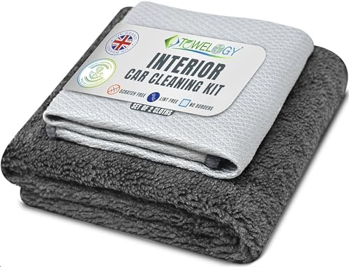 Towelogy® G54 Deluxe Car Interior Cleaning Cloths Microfibre Window & Dashboard Cloths For Interiors (Grey)