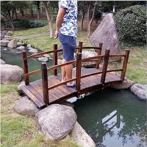 QIANMEI Gartenbrücke Gartenbrücke Im Freien, Klein, Retro-Teichbrücken Aus Holz for Farmhouse Park Courtyard Creek, Schmale Fußgängerbrücke, Hausgarten-Dekoration, 140 × 60 cm