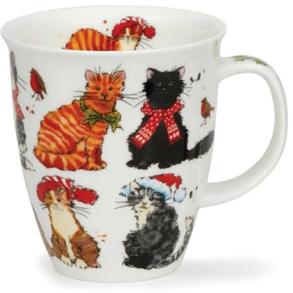 Dunoon Nevis Mug festif en porcelaine anglaise Motif chats festifs 0,48 l