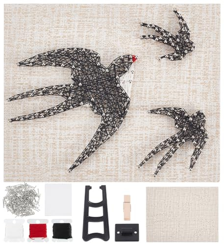 WEBEEDY - Kit de arte de cuerda para golondrinas DIY para principiantes, 3 kit de artesanía de pájaro de cuerda para adultos, kit de artes y artesanías con instrucciones, decoración de pared de la