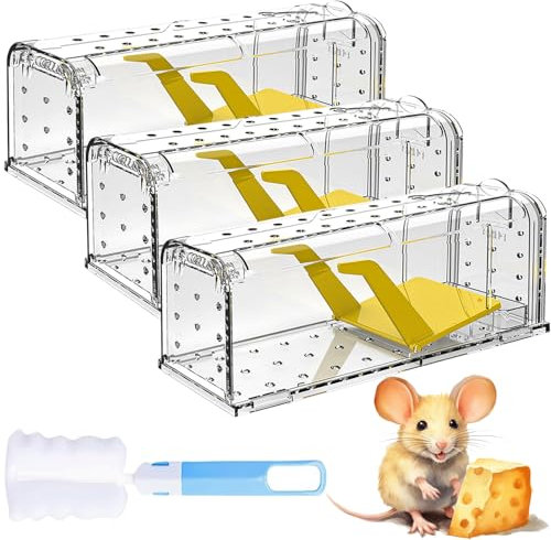 CLDFDC Trappola per Topi Vivente per Interni ed Esterni - Trappola per Topi Intelligente, Facile da Usare, Facile da Pulire, Riutilizzabile, Rilascio Senza Contatto (3 Pezzi)