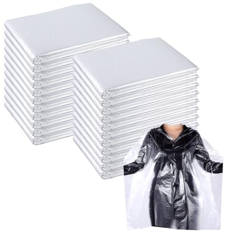 100 Pcs Disposable Hair Cutting Capes 47 x 35 Inch Disposable Barber Cape Waterproof Barbershop Salon Cape Plastic Hair Dye Capes White Barber Haircut Hairdressing Gown Coloring Apron Shawl Adults