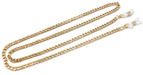 AYWTIUN Brillenband 2 stücke Einfache Brillenkette Lanyard Maskenband Damen Herren Edelstahl Sonnenbrillenketten Brillenband Lesebrillenkette(Gold-74cm)