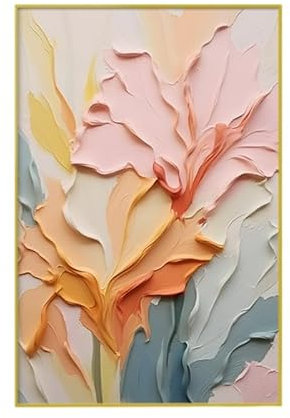 FWSHANGMAO Ölbilder Auf Leinwand Handgemalthandgemalte Landschaft, Romantische Blumen-Wandkunst, Abstrakte Spachtelkunst, Handgemaltes Rahmenloses Gemälde Auf Leinwand, Familienzimmer, Wohnzimmer,