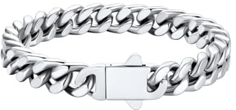 U7 Armband Herren Silber 9MM Edelstahl Miami Armbänder Schicke Panzerarmband Kubanische Armband Gliederarmband 21cm Armschmuck Modeschmuck für Freund Vater Opa