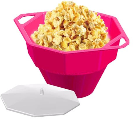 Popcorn Bowl for Microwave - Silicone Popcorn Maker, Popcorn Maker Bowl | Popcorn Maker Bowl Microwave Safe Bowl, Dishwasher Safe Popcorn Bowl with Lid and Handle Collapsible Microwave Popcorn Popper