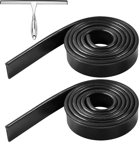 2 Stück Gummilippe Abzieher, 105 cm Fensterabzieher Silikon Ersatz Lippe, Ersatz Gummilippe Zuschneidbar, Gummi Ersatz Lippe, Schwarz Abziehlippe für Fenster Glas Dusche