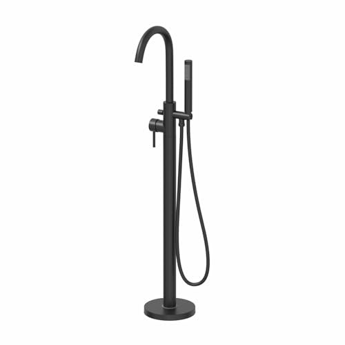 Architeckt® Cosenza Bathroom Freestanding Bath Shower Mixer Tap Handset Hose Attachment Round Single Lever Handle for Bathtub Modern, Matt Black