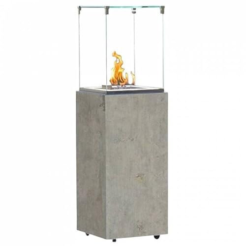 L'Héritier Du Temps Chauffage Extérieur Néocube-O Actuel Patio Acier et Verre Cheminée Gaz Braséro Terrasse 42,8x42,8x143,1cm
