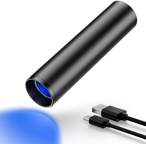 E-riding Torcia UV a luce nera da 365 nm, mini potente luce UV ricaricabile, torcia a luce nera ultravioletta USB-C, rilevatore portatile di urina per animali domestici per polimerizzazione in resina,