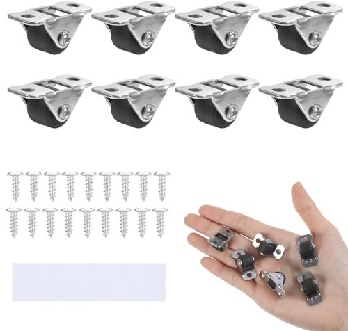 Mabor 8 Pièces Caoutchouc Roulettes pour Meubles-13 mm,Capacité Charge 10 kg-Capacité Charge 80 kg,Roulettes Directionnelle Avec Adhésif+Vis pour Petits meubles et projets de bricolage.