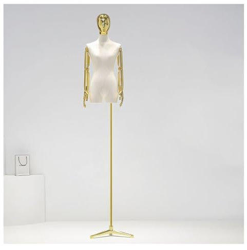 Skyltdocka Body Torso Klänning Form, Linne Skräddare Dummy Stativ Stativ, Justerbar Höjd 120-210 Cm Avtagbar For Klänning Smycken Display(Gold)