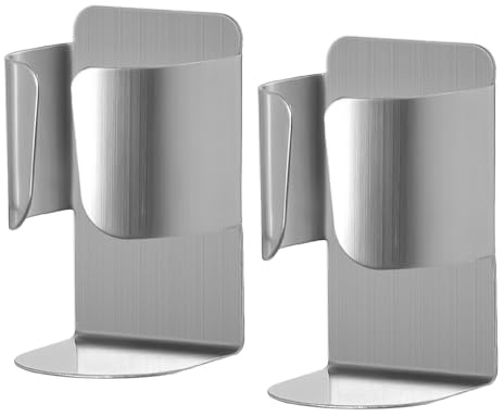 KNJOMZIE 2 Stück Elektrische Zahnbürstenhalter Edelstahl, Selbstklebende Wand, Universell Zahnbürstenhalter für Elektrische Zahnbürste, Zahnpasta & Gesichtsreiniger,Ohne Bohren(Silber)