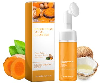 Turmeric Ansiktsrengöring, lugnande rengöringsskum, fuktkräm rengöringslotion skumrengörare, ger näring åt huden, hjälper balansen hud olja och vatten, alla hudtyper