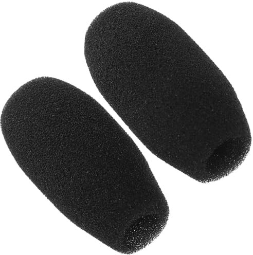 HAMPPLIES Bonnette En Mousse Pour Microphone Noir - ÉPonge Anti-Bruit Pour ConféRences Enseignement & Discours Compatible Avec Divers Microphones 4.9X2.5Cm