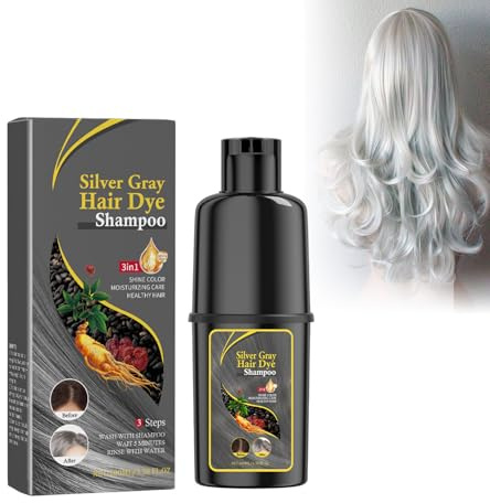 Champú Tinte Gris Plateado, Coloración Metálica Fría De Alta Persistencia, Hair Dye Shampoo, Reactivador Vegano Con Efecto Antiamarilleamiento, Neutralización De Tonos Cálidos, Para Cabello Teñido