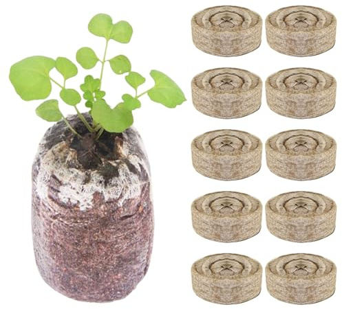 Pastillas De Germinación Para Plántulas | 10 Unidades Macetas Germinadoras Pastillas de Turba para Semilleros - Sustrato Comprimido Para Siembra Con Bloqueador De Tierra Accesorios De Jardinería Para