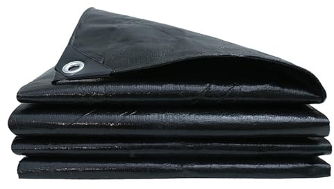 Bâche en polyéthylène Noire Robuste, imperméable for l'extérieur, résistante avec œillets, épaisse et Polyvalente for la Pluie ou Le Soleil, Le Toit, l'auvent(5x9m/16.4x29.53ft)