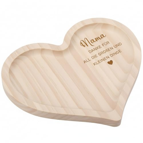 Geiserailie Geburtstag Geschenke für Mama Holztablett mit Gravur | Herzförmige Holz Deko Danke Geschenk für Beste Mama von Tochter Muttertagsgeschenk für Patentante Schwiegermutter