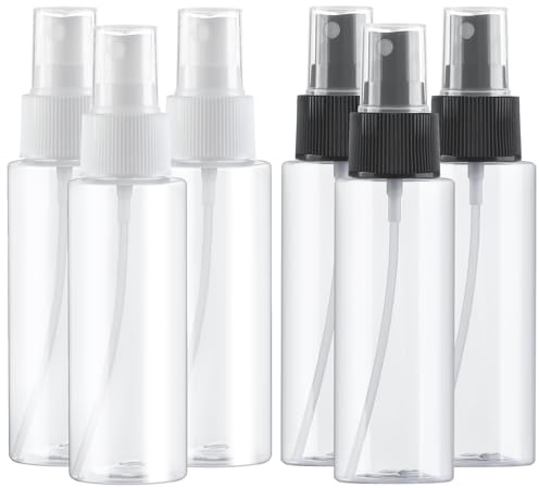 Travel Spray Bottles, 2.7oz/80ml Refillable Clear Plastic Spray Bottle BPA-Free Mini Containers, Small Fine Mist Empty Travel Bottle for Perfume, Water, Cleaner, Alcohol and Skincare Water(6 Pack)
