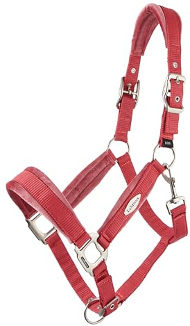 LeMieux Versailles Halfter – gepolsterte Samteinsätze – mehrfach verstellbares Halfter – Cranberry – voll