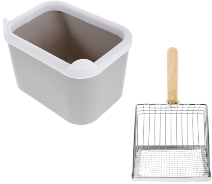 ibasenice Edelstahl Katzenstreusieb mit Großen Löchern Inklusive Metall Streuschaufel und Ständer für Katzenstreu für Katzentoilette