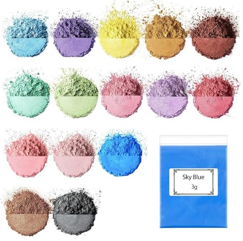 15 Stück Farbe für Gießpulver 3g,Epoxidharz Farbe,DIY Farbpigmente für Gießpulver,15 Farben,für Kerzen,Badekugeln,Seife,Kosmetik,Lidschatten,Nagellack,Schleim