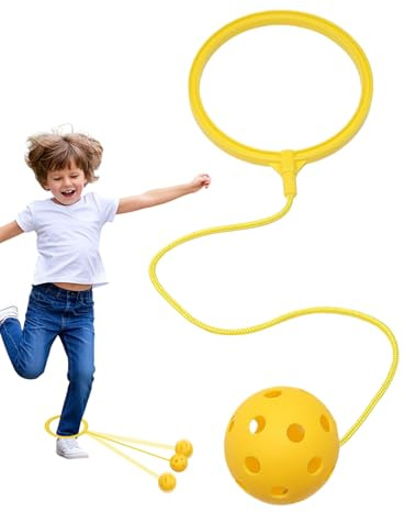 Skip-Ball für draußen – Übungs-Schwingball für Kinder | Knöchel-Sprungring für Koordinationstraining, einbeiniges Hüpfspielzeug für den Kindergarten für Garten, Garten und , 1 Packung (Zitronenb