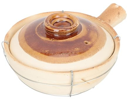 VICASKY Casserole en Terre Cuite 0,8l Poignée Simple, Marmite Maison Antiadhésive Blanche, Ustensile Cuisine pour Cuisson Ragoût, Riz en Soupe et Plats Mijotés, Cuisson Familiale Pratique