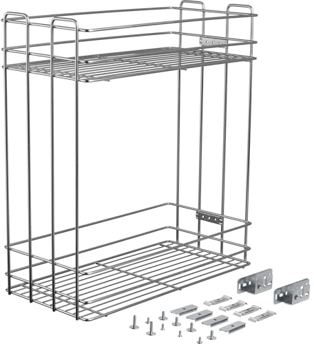 GTV Organizador para Puerta de Armario Cargo II, 2 Niveles, para Mueble de 300 mm, Acero Galvanizado, 254x435x554 mm, Almacenamiento de Cocina y Baño