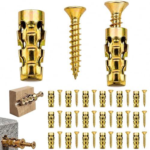 Set di tasselli a espansione corti da 6 x 14 mm, per la riparazione di cerniere degli armadi e la riparazione di filettature danneggiate, set di 30/50/100 tasselli a espansione corti per legno