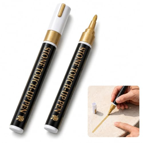 UZYXC 2 Piezas Rotulador Lápida Dorado, Marcador Tumba, Rotulador Retoque Piedra Impermeable, Para Restaurar Inscripciones Funerarias Descoloridas, Cobertura Fuerte, Para Piedra, Cerámica, Metal