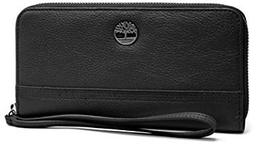 Timberland Pochette da donna in pelle RFID con zip e cinturino da polso, nero (ciottolo), taglia unica