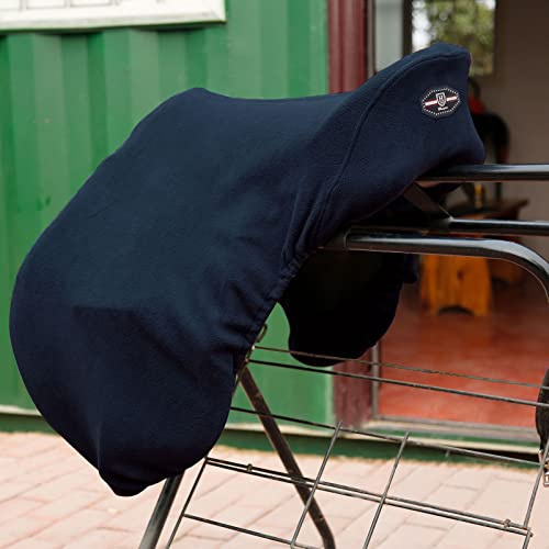 Harrison Howard Fleece Saddle Cover for GP/Close Contact Saddles, Dust Protection, Machine Washable, Elastic Fit -Navy