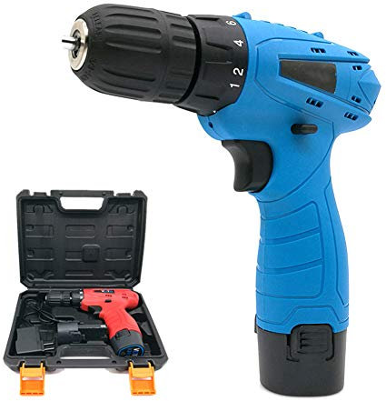 Taladro InaláMbrico, Taladro Atornillador InaláMbrico De 12V 760Rpm 28N.M BateríA De Litio Caja De PláStico Multifuncional para Herramientas DoméSticas con Luz Led Blue