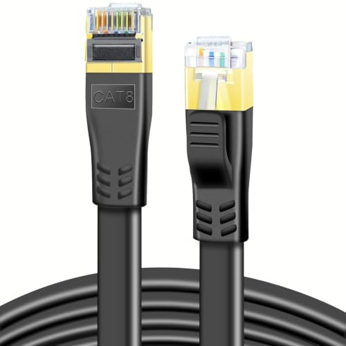 DDMALL Cat 8 Ethernet Cable 3m, 40Gbps Flat Internet Cable (3 Meter, Black)