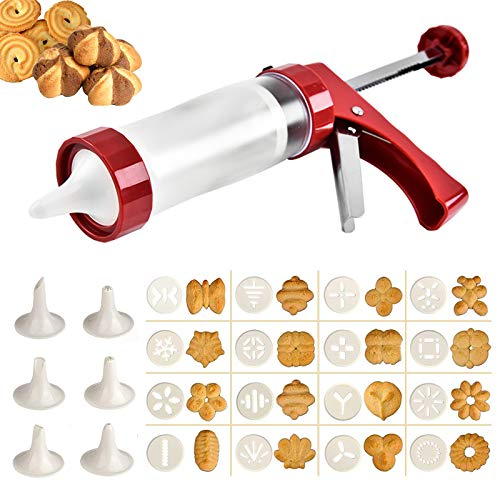 Biscuit Presse Pistolet Biscuit Maker Presse à Biscuits Kit de Machine à Biscuits Décorer Pistolet Gâteau avec 16 Disques de Façonnage et 6 Buses pour la Fabrication Biscuits Outils DIY Décor Gâteaux