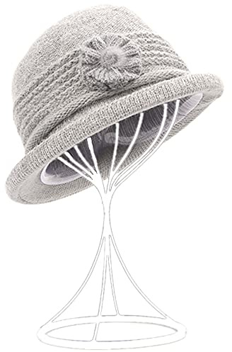 ZffXH Chapeau Cloche d'hiver en Laine Feutrine tricotée pour Femme 1920 Vintage bob Melon