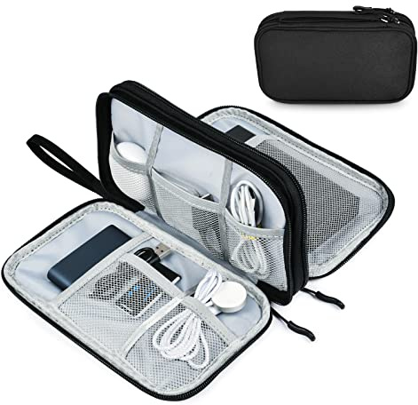 AMFUN Etui Disque Dur Externe, Étanche Sac de Câble de Voyage Grande Capacité Antichoc, Portable Organisateur de Voyage pour Accessoires Electronique