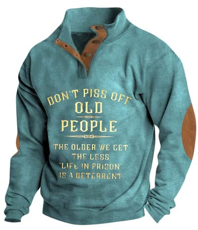 Pullover Für Herren V-Ausschnitt Mit Knopfleiste Sweatshirts Pullis Drucken Top Sport Tshirts Y2k Hoodies Herren Harajuku Sweater Komfortabel Herren-Unterhemden Oberteils Sweatjacke(3-Cyan,XL)