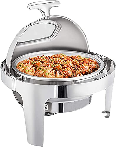 Generic Rundes Chafer-Buffetwärmer-Set aus Edelstahl mit Rolldeckel, Chafing Dish mit sichtbarem Fenster, Lebensmittelpfanne, Wasserpfanne und Brennstoffhaltern