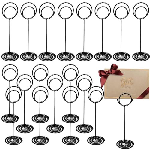 Pasdrucn 20 Stück Tischkartenhalter Metall, Fotohalter Kartenhalter, Tischnummern Hochzeit, Fotoständer, Tischnummern Gastronomie, Tischkartenhalter Hochzeit Memoclip (Schwarz,22 cm)