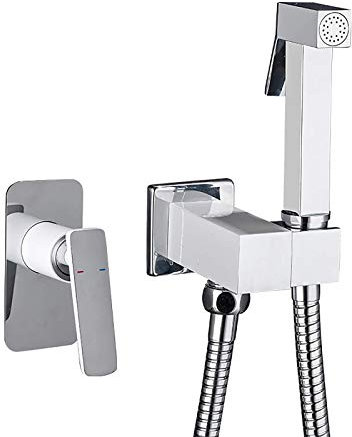 Stoffwindel-Sprühset, Messing, heißes und kaltes Wasser, verchromtes Hand-Bidet-Sprühset, Toilettenset, Toiletten-Sprühset mit Einzelgriff, an der Wand montiertes Badezimmer-Toilettenset mit Duschsc