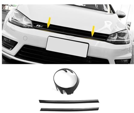 Frontgrill Glänzend Schwarzer Kühlergrillstreifen Für VW Für Golf 7 R-Leitung 7.5 MK7 Stoßstange Grillverkleidung Dekoratives Kühlergrillzubehör Front Kühlergrille(7r Cover Grille)