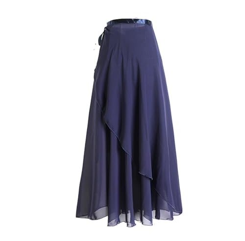 WJIAYAO Gonnellino Danza Classica Donna Gonne for Danza Classica for Donne Adulte Gonne Lunghe for Danza in Chiffon Abito da Balletto Morbido Costumi di Danza traslucidi(Dark Blue)