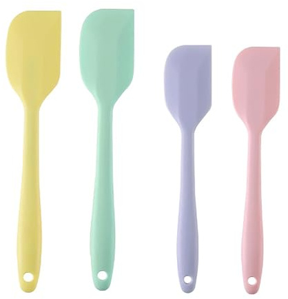 Silicone Spatula Set of 4 - Heat Resistant Flexible Spatula with Stainless Steel Core - Food Grade Premium Good Grip Kitchen Utensils - Seamless, Heavy Duty, BPA Free, Dishwasher Safe (Small + Large)