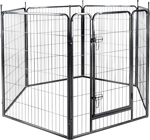 Flamingo Chenil pour Chien Zecta Noir – 156x138x100cm – en Acier Galvanisé | Grand Espace Sécurisé, Résistant aux Intempéries, avec Porte à Verrou