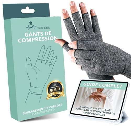 Almafeel® Super Pack Gants de Compression au Cuivre | Soulage Arthrite, Tendinite, Canal Carpien, Douleurs Articulaires | + Guide Bien-Être Mains Inclus | Unisexe & Confortable (M)