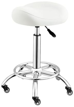 Generico Poltrona massaggiante regolabile da salone, sgabello ergonomico oscillante, sedile con sollevamento a gas idraulico, for parrucchiere, salone di bellezza, laboratorio odontoiatrico(White)
