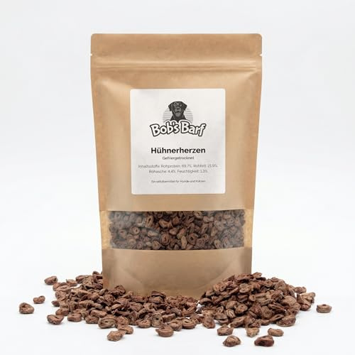 Cuori di pollo essiccati per cani e gatti, 100% naturale, integratore Premium Snack & Barf, senza conservanti (50 g)